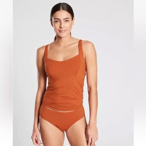 Athleta Entwined Bra Cup Tankini Swim Tank New UPF 50+ Palomino 32 B/C - Picture 1 of 12